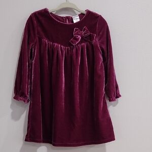 Velvet Long Sleeve Dress with Bow